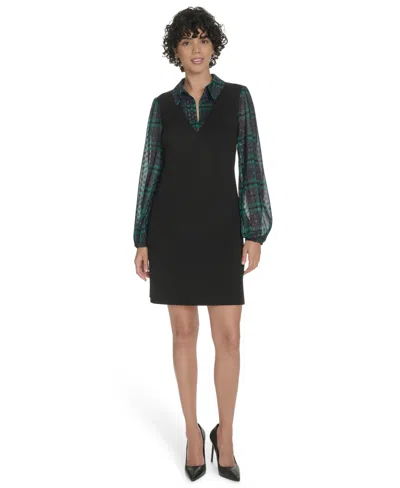 Tommy Hilfiger Women's Plaid Sleeve Sheath Minidress In Multi