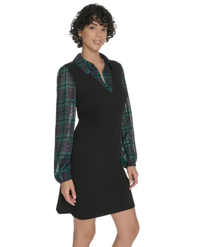 Tommy Hilfiger Women's Plaid Sleeve Sheath Minidress In Multi