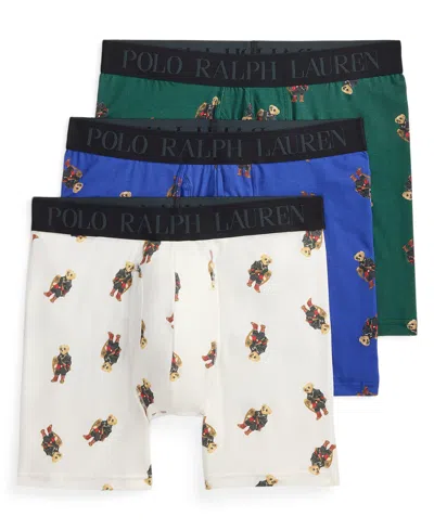 Polo Ralph Lauren Men's 3-pack Elastic Waist Boxer Briefs Holiday Gift Set In Blue
