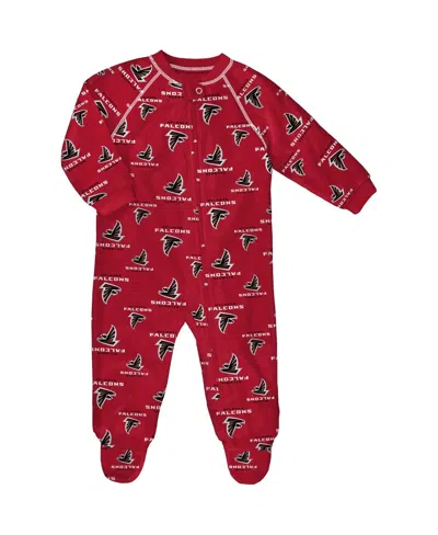 Outerstuff Infant Red Atlanta Falcons Allover Print Raglan Full-zip Sleeper In Red