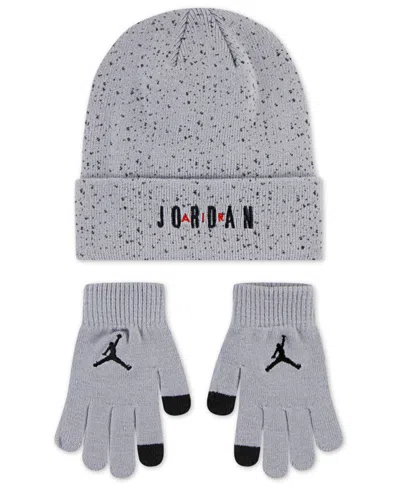 Jordan Big Kids 2-piece Beanie And Gloves Set In Gray