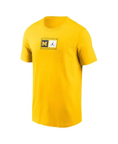 Jordan Men's Maize Michigan Wolverines Campus Logo Swoosh T-shirt In Yellow