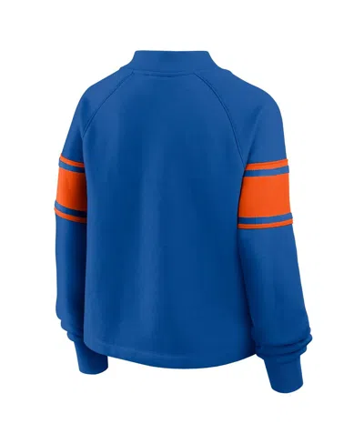 Fanatics Women's Royal Florida Gators Oversized Hometown Premium Punt Coverage Raglan Pullover Sweatshirt In Blue