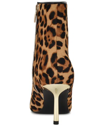 Nine West Gabria 5 Womens Calf Hair Pointed Toe Ankle Boots In Brown