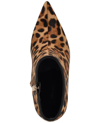 Nine West Gabria 5 Womens Calf Hair Pointed Toe Ankle Boots In Brown