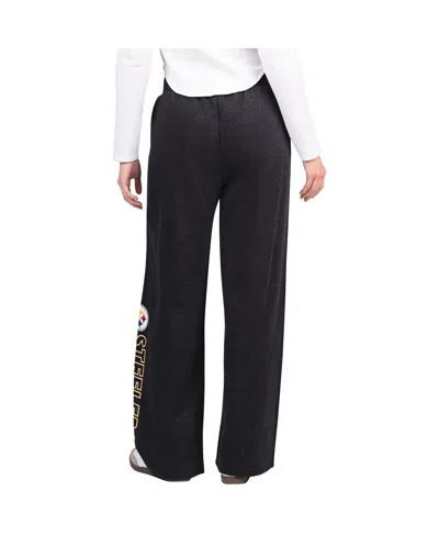 G-iii 4her By Carl Banks Women's Black Pittsburgh Steelers Field Wide Leg Sweatpants In Black