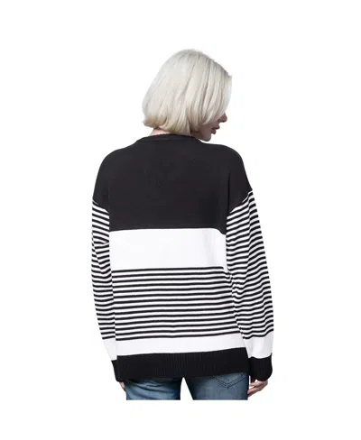 Starter Women's Black Philadelphia Eagles No Huddle Striped V-neck Sweater In Multi