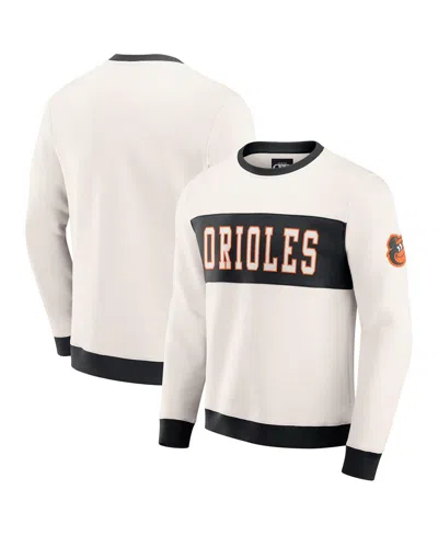 Fanatics Darius Rucker Collection By  Men's Cream Baltimore Orioles Color Block Crewneck Sweatshirt In White