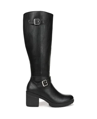 Dr. Scholl's Prairie Boots Women's Black Leather Block Heel Knee High Rhs6024 In Black