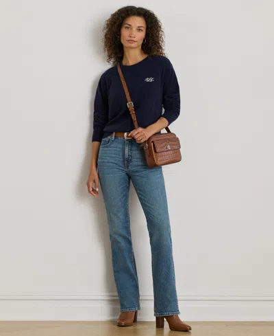 Ralph Lauren Women's Embroidered Cashmere Crewneck Sweater In Blue