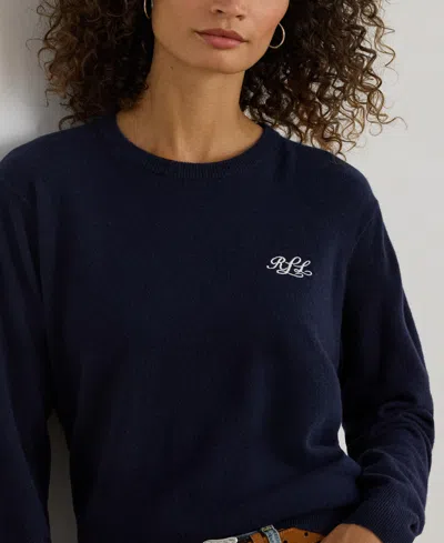 Ralph Lauren Women's Embroidered Cashmere Crewneck Sweater In Blue