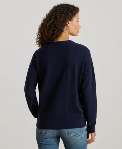Ralph Lauren Women's Embroidered Cashmere Crewneck Sweater In Blue