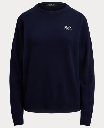 Ralph Lauren Women's Embroidered Cashmere Crewneck Sweater In Blue