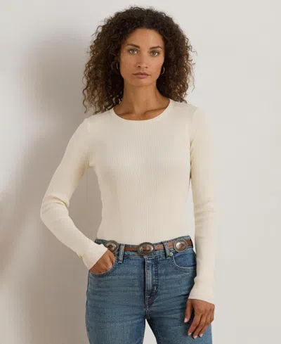 Ralph Lauren Petite Crew Neck Sweater In White
