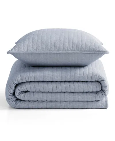 Tommy Hilfiger Christopher Texture Cotton Reversible 3-pc. Quilt Set, Full/queen In Blue