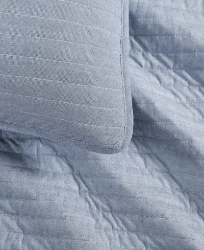 Tommy Hilfiger Christopher Texture Cotton Reversible 3-pc. Quilt Set, Full/queen In Blue