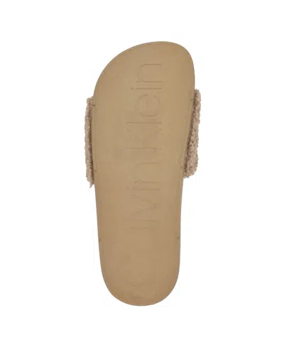 Calvin Klein Women's Ahva Cozy Slip-on Pool Slides In Brown