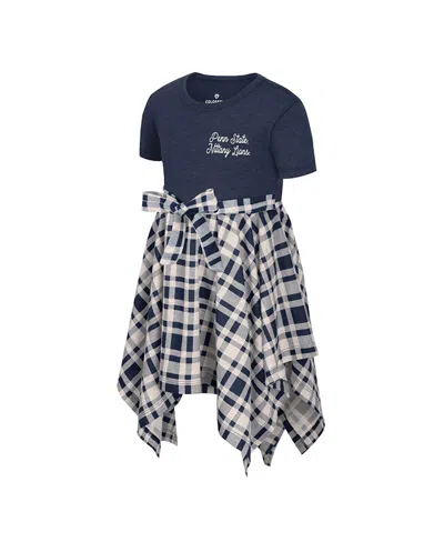 Colosseum Girls Toddler Navy Michigan Wolverines Marceline Plaid Dress In Blue