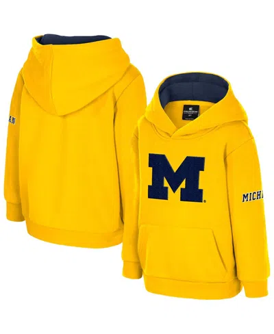 Colosseum Toddler Maize Michigan Wolverines Big Logo Volume Fleece Pullover Hoodie In Yellow