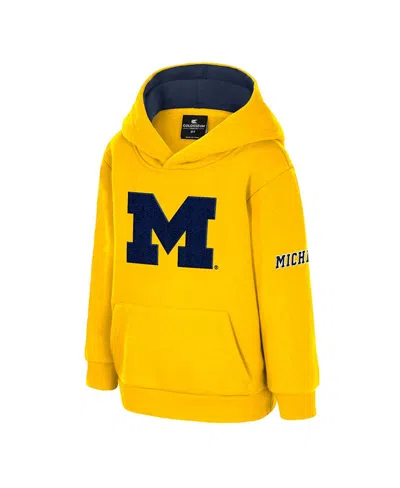 Colosseum Toddler Maize Michigan Wolverines Big Logo Volume Fleece Pullover Hoodie In Yellow