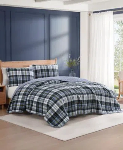 Tommy Hilfiger Bleecker Plaid Cotton Reversible Quilt Set In Blue