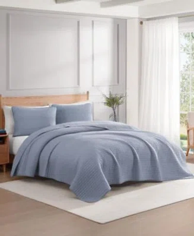 Tommy Hilfiger Christopher Texture Cotton Reversible Quilt Set In Gray