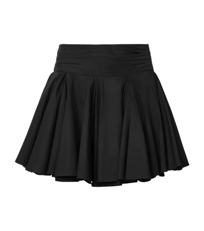 Allsaints Womens Black Tulip Draped Mid-rise Cotton Mini Skirt