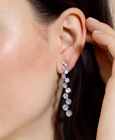 Eliot Danori Cubic Zirconia Linear Drop Earrings In Silver