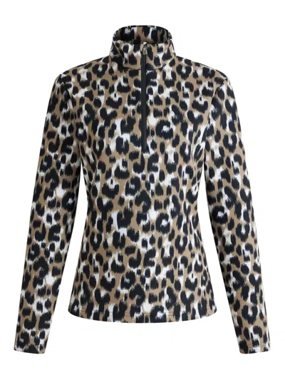 Fusalp Leopard-print High-neck Ski Top In Gray