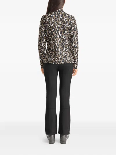 Fusalp Leopard-print High-neck Ski Top In Gray