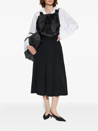 Comme Des Garçons Ruffled Midi Dress In Black