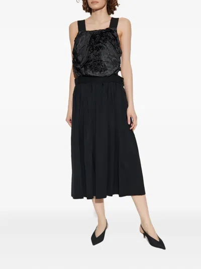 Comme Des Garçons Ruffled Midi Dress In Black