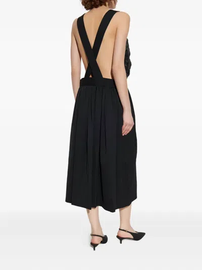 Comme Des Garçons Ruffled Midi Dress In Black