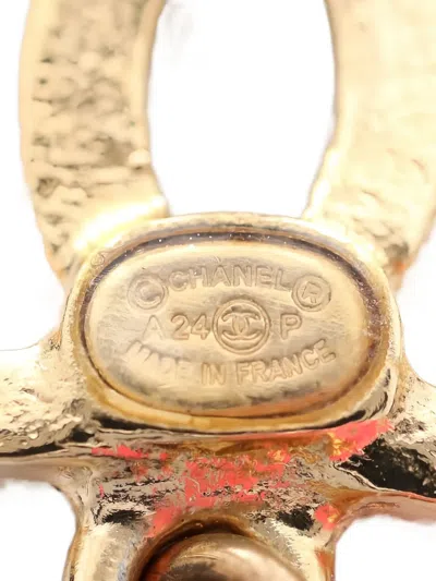 Pre-owned Chanel 1986-1988 Cc-logo Bead Earrings In Gold