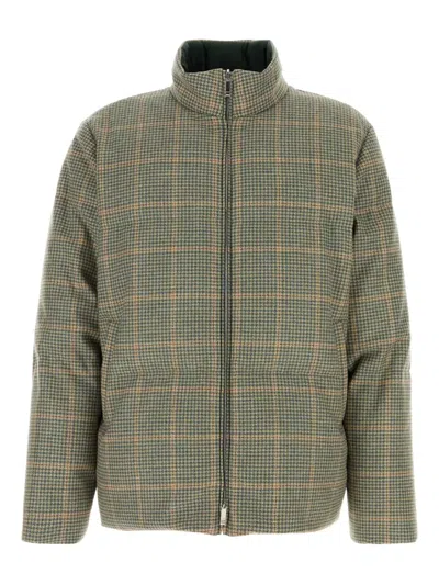 Thom Browne Reversible Down Jacket Featuring Checkered Pattern In Green