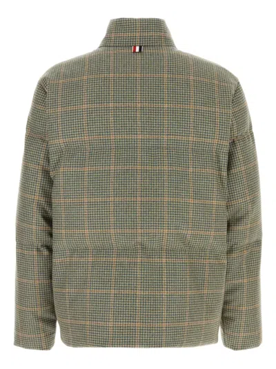 Thom Browne Reversible Down Jacket Featuring Checkered Pattern In Green