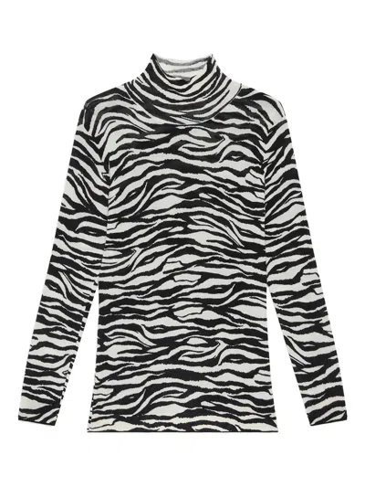 Maliparmi Zebra-print Mock-neck Top In Animal Print