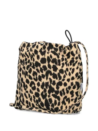 Aspesi Fustian Leopard-print Drawstring Shoulder Bag In Neutral