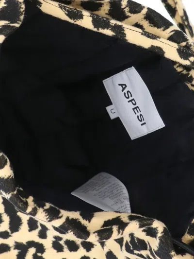 Aspesi Fustian Leopard-print Drawstring Shoulder Bag In Neutral