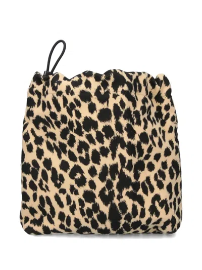 Aspesi Fustian Leopard-print Drawstring Shoulder Bag In Neutral
