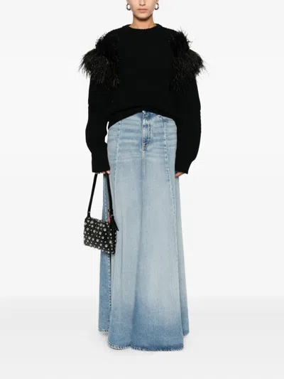 Icon Denim A-line Denim Maxi Skirt In Blue