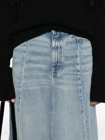 Icon Denim A-line Denim Maxi Skirt In Blue