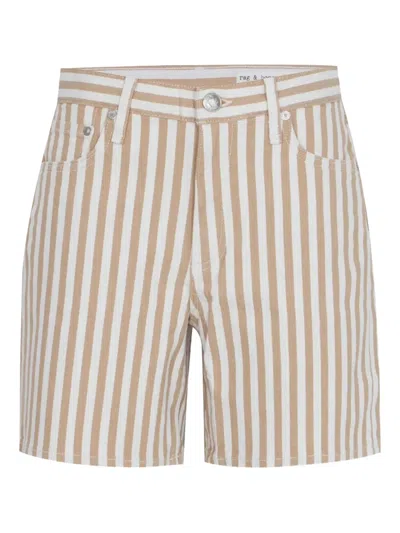 Rag & Bone Stripe High-rise Shorts In Neutral