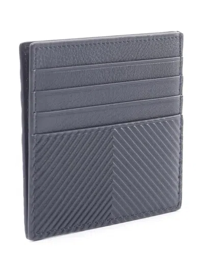 Pre-owned Loewe 2000-2025 Chevron Embossed Textured Classic Calfskin Open Card Holder In Blue