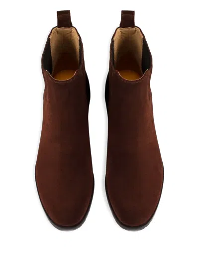 Doucal's Elastic-panel Suede Boots In Burgundy
