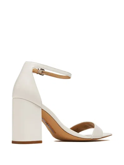 Sam Edelman ‘daniella' 80 Single Band Square Toe Leather Block Heeled Sandals In White