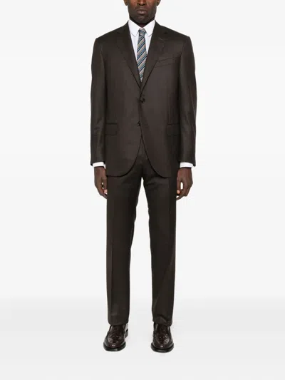 Corneliani Two-button Wool Suit In Brown