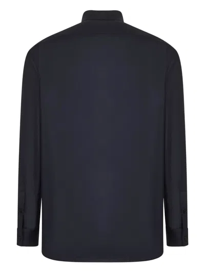 D4.0 Buttoned-cuff Patch-pocket Shirt In Blue