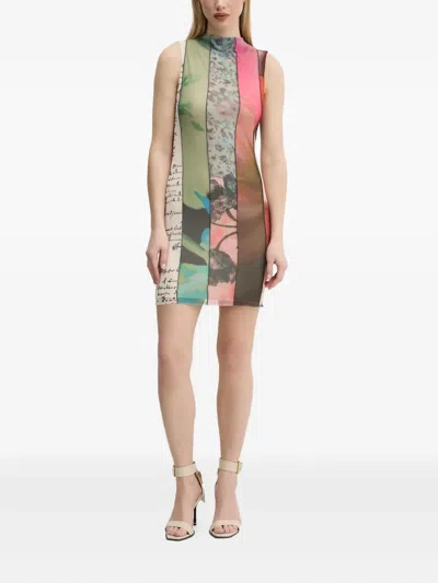 Desigual Mixed Print Mesh Minidress In Multi