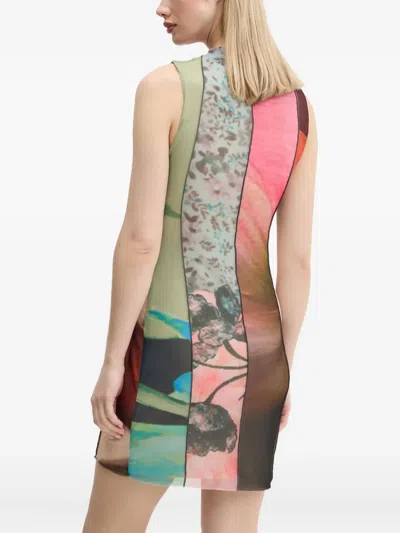 Desigual Mixed Print Mesh Minidress In Multi